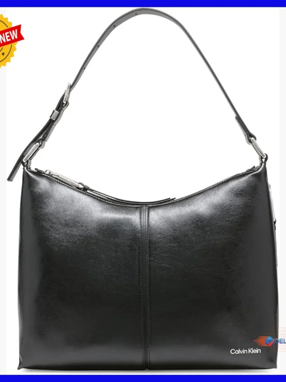 Vegan Leather Hobo Shoulder Bag with Top Zip and Adjustable Strap